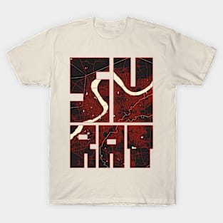 Surat, Gujarat, India City Map Typography - Vector T-Shirt